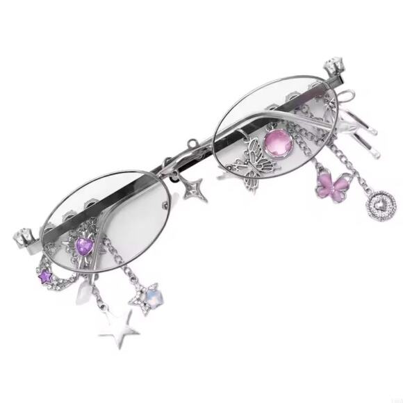 Anime, Manga Y2K Charm Oval Cosplay Bayonetta Eyeglasses Eyewear - Picture 3 of 3